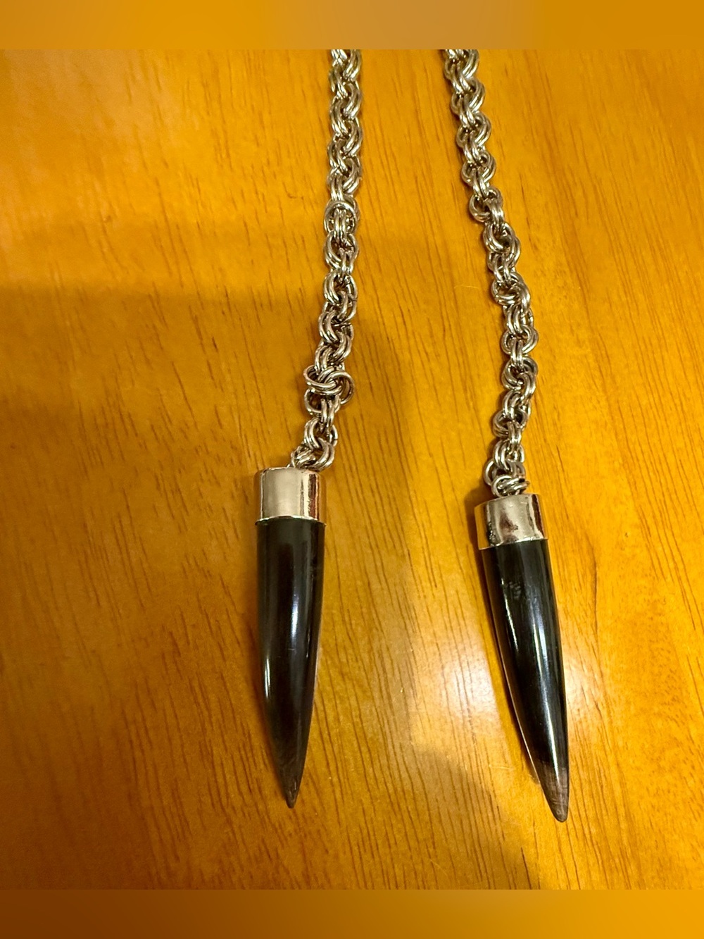 Soko Knotted Lariat Horn Talon Necklace, Silvertone with Black Horns, QVC - Picture 4 of 4